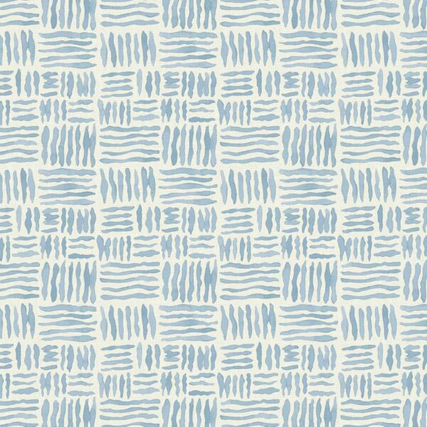 Trapeze Fabric - Barbados by blue geometric linen fabric from Linwood Fabrics