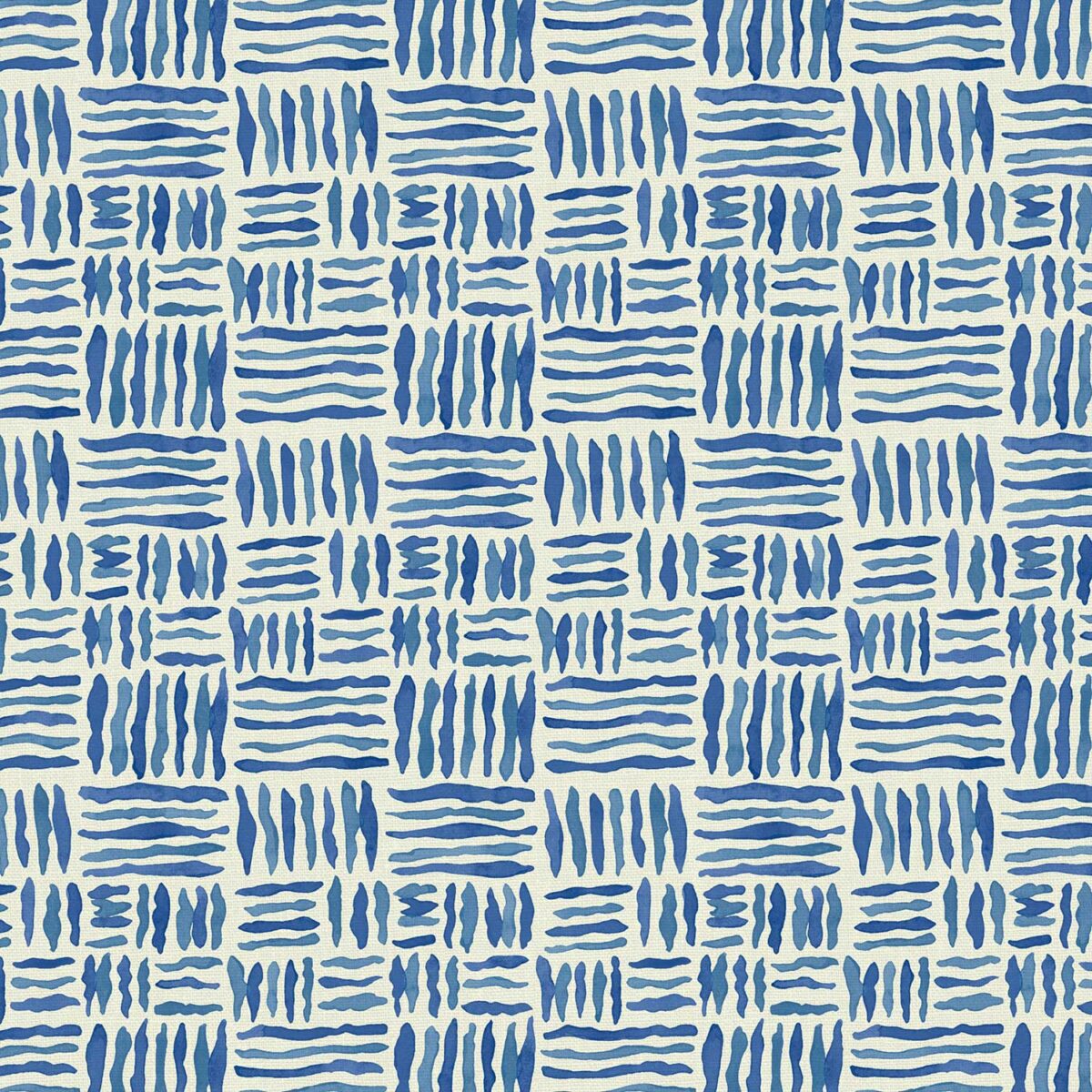 blue geometric linen fabric from Linwood Fabrics