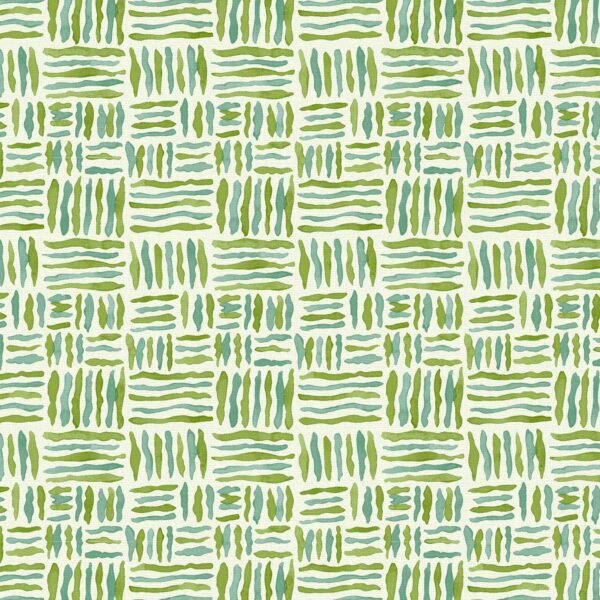 Trapeze Fabric - Miami by green geometric linen fabric from Linwood Fabrics