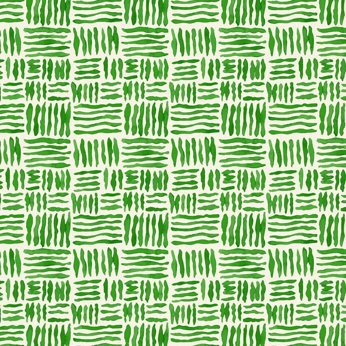 Trapeze Fabric - Fiji by green geometric linen fabric from Linwood Fabrics