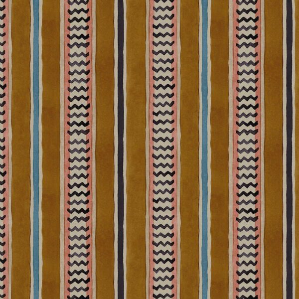 High Wire Fabric - Allsorts by brown striped linen fabric from Linwood Fabrics