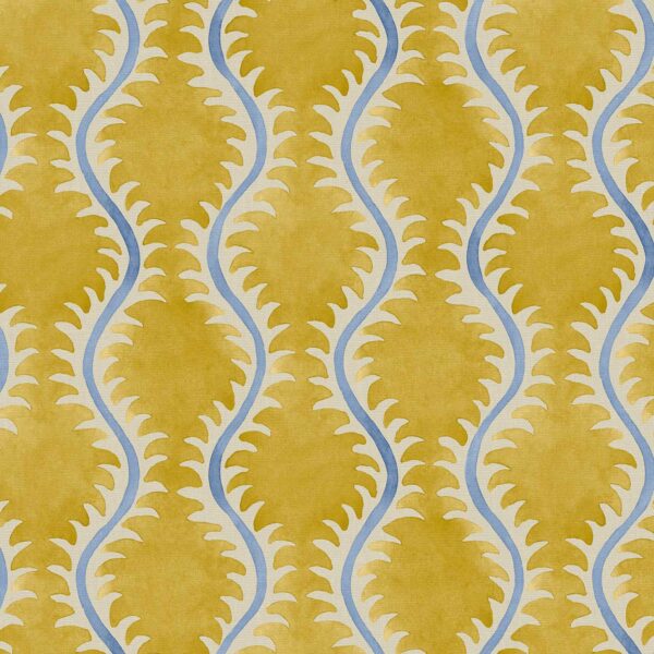 Helter Skelter Fabric - Soleil by yellow contemporary linen fabric from Linwood Fabrics