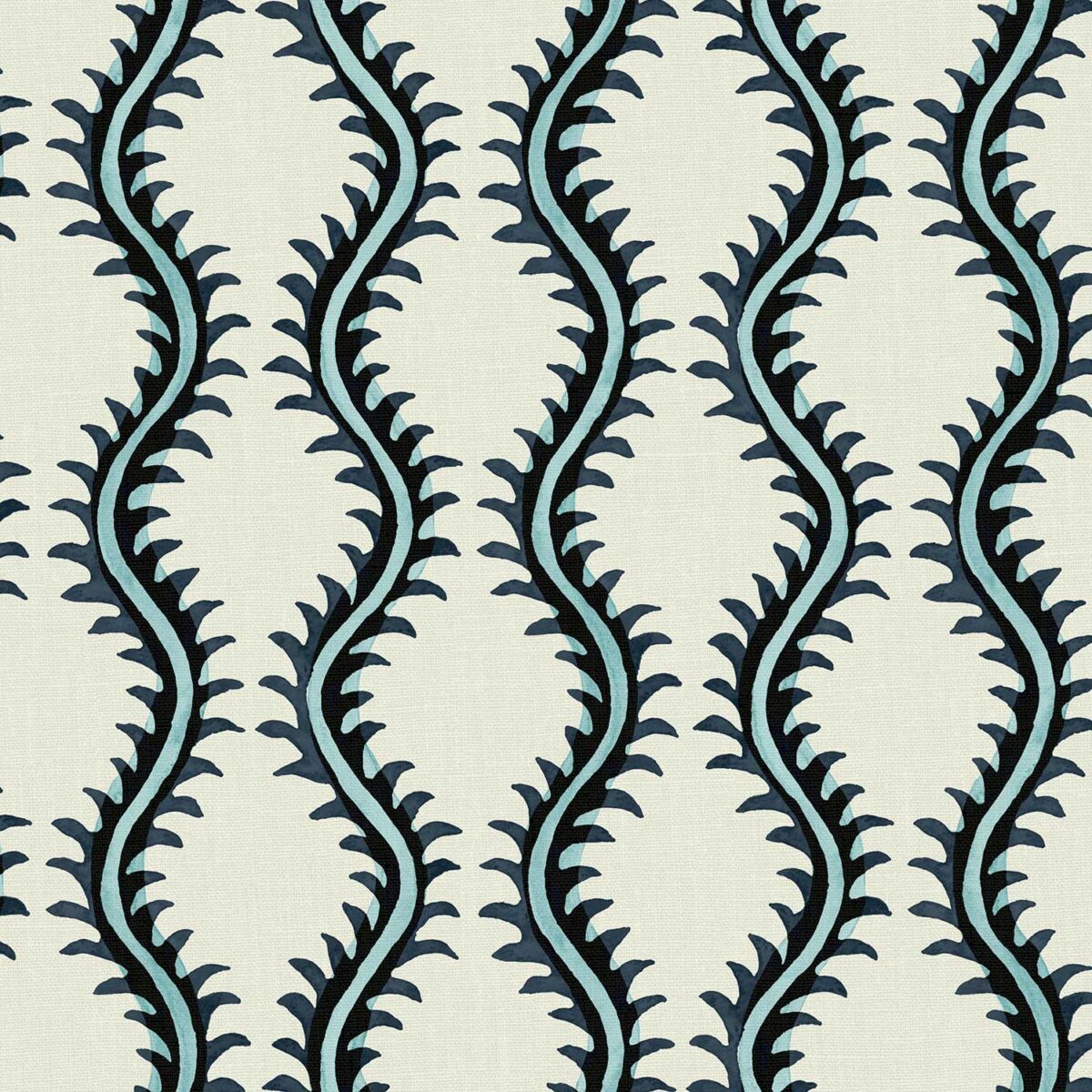 Helter Skelter Fabric - Orinoco by blue contemporary linen fabric from Linwood Fabrics