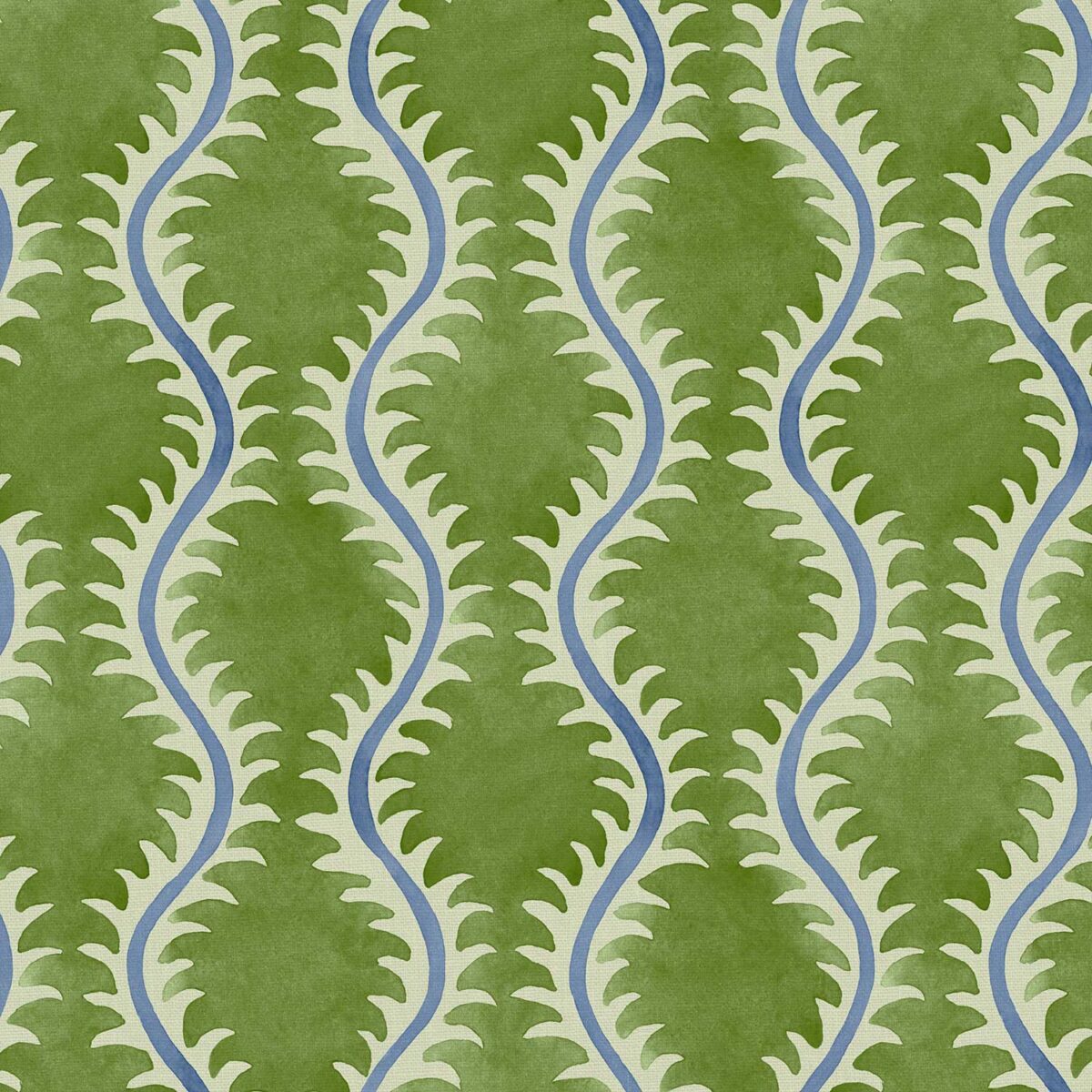 Helter Skelter Fabric - Borneo by green contemporary linen fabric from Linwood Fabrics