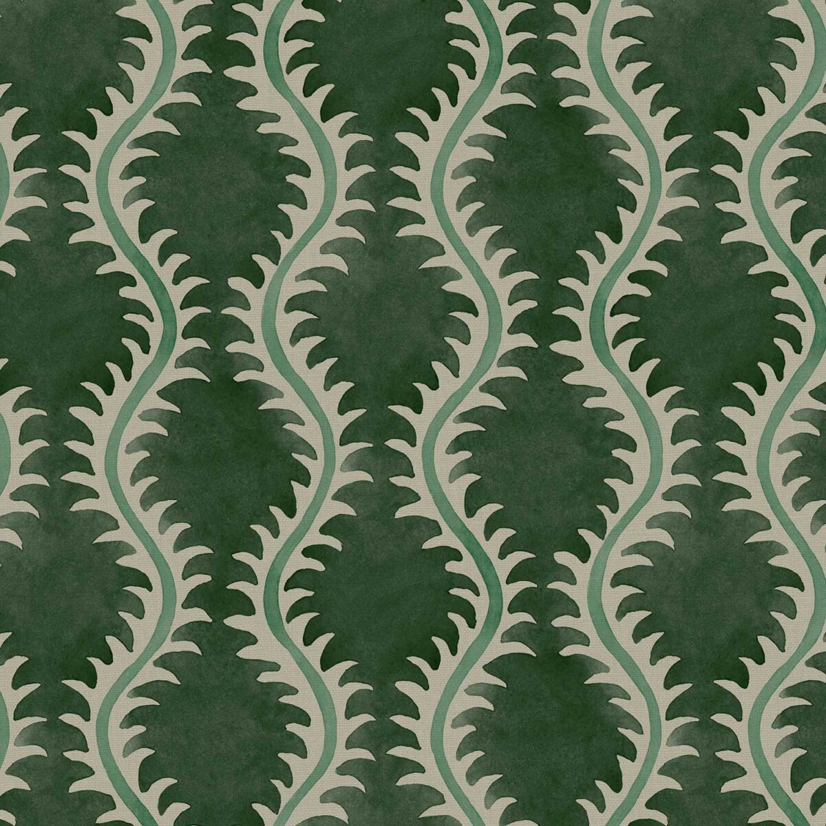 Helter Skelter Fabric - Moss by green contemporary linen fabric from Linwood Fabrics