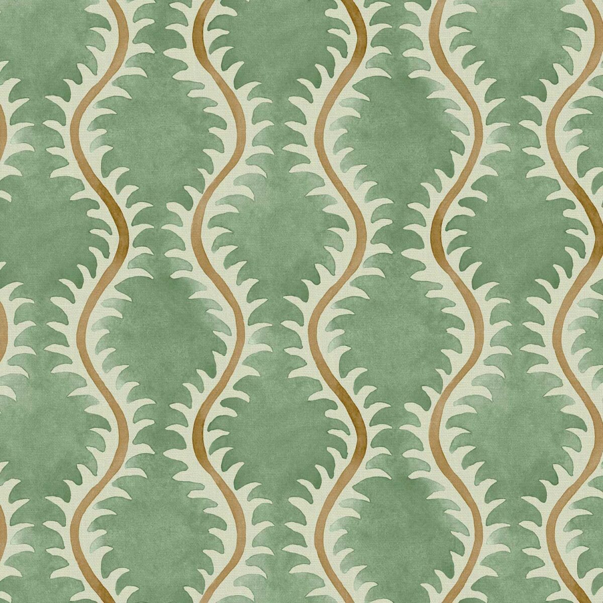 Helter Skelter Fabric - Sprig by green contemporary linen fabric from Linwood Fabrics