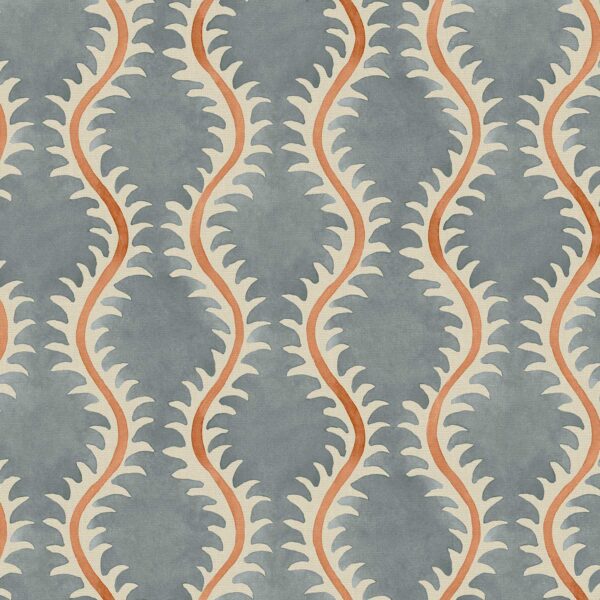 Helter Skelter Fabric - Volcano by green contemporary linen fabric from Linwood Fabrics