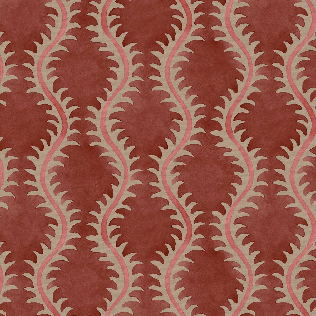 Helter Skelter Fabric - Gala by red contemporary linen fabric from Linwood Fabrics