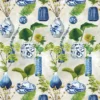 blue botanical linen fabric from Designers Guild