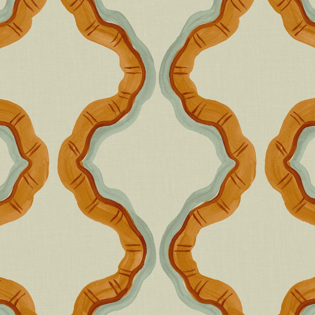 Ruffled Fabric - Petra by orange contemporary printed fabric from Linwood Fabrics