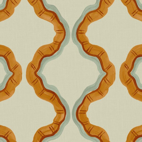 orange contemporary printed fabric from Linwood Fabrics