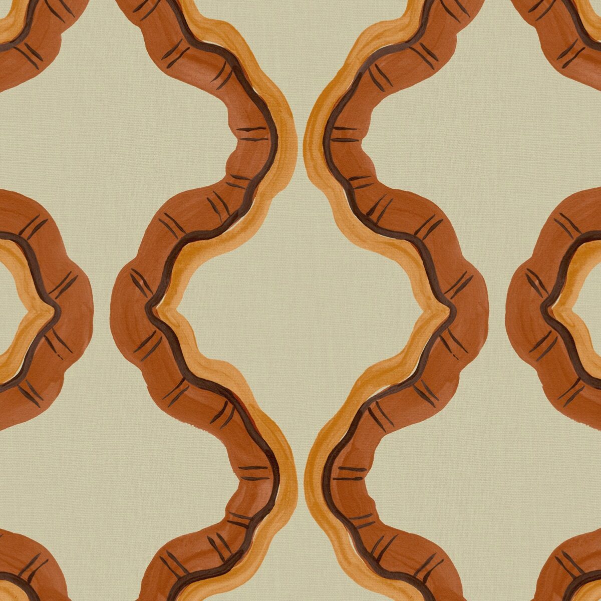 Ruffled Fabric - Mojave by orange contemporary printed fabric from Linwood Fabrics