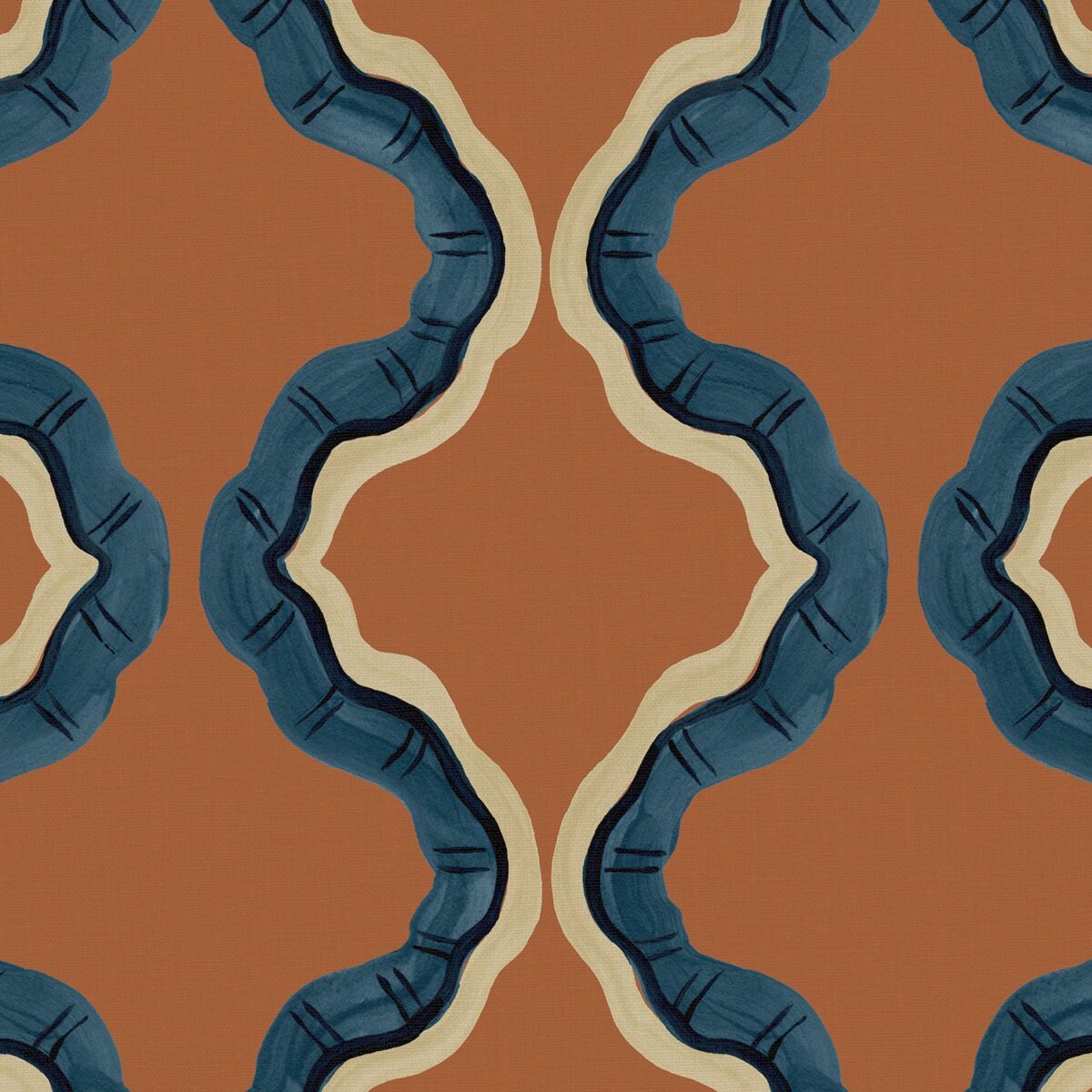 blue contemporary printed fabric from Linwood Fabrics