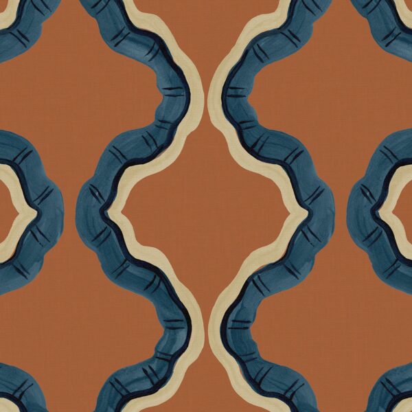 Ruffled Fabric - Citadel by blue contemporary printed fabric from Linwood Fabrics