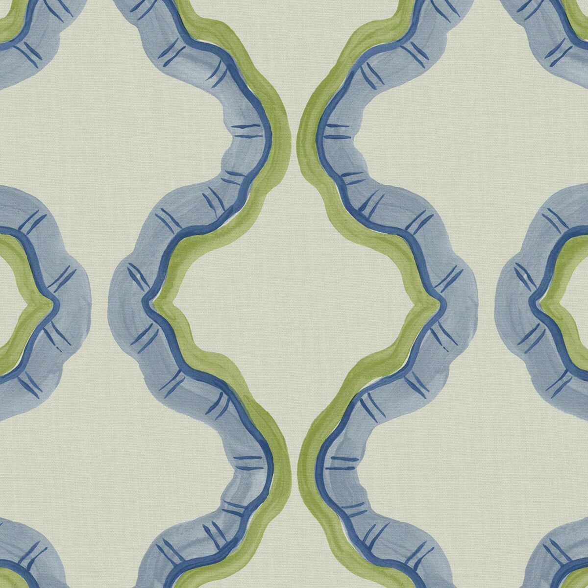 blue contemporary printed fabric from Linwood Fabrics