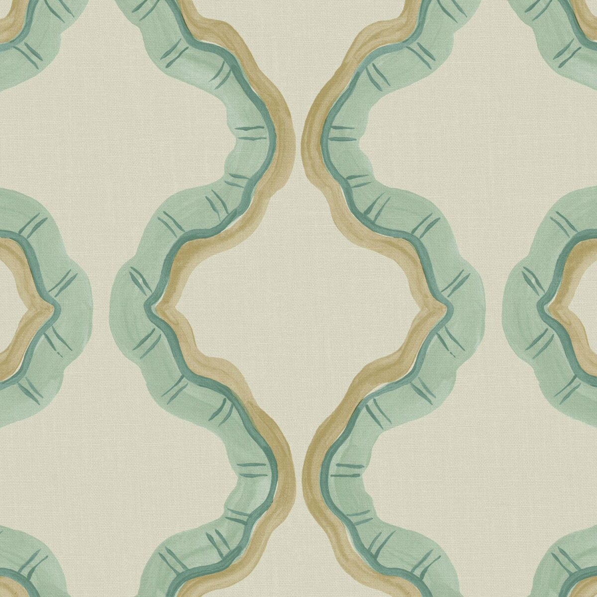 Ruffled Fabric - Maldives by green contemporary printed fabric from Linwood Fabrics
