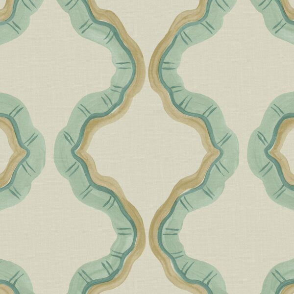Ruffled Fabric - Maldives by green contemporary printed fabric from Linwood Fabrics