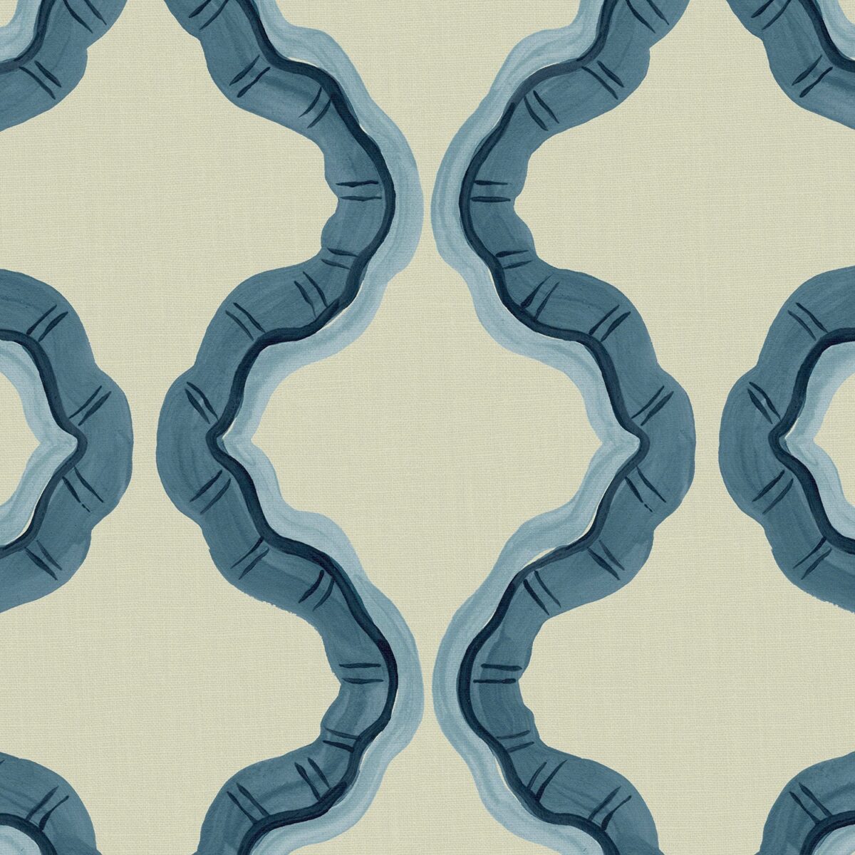 blue contemporary printed fabric from Linwood Fabrics