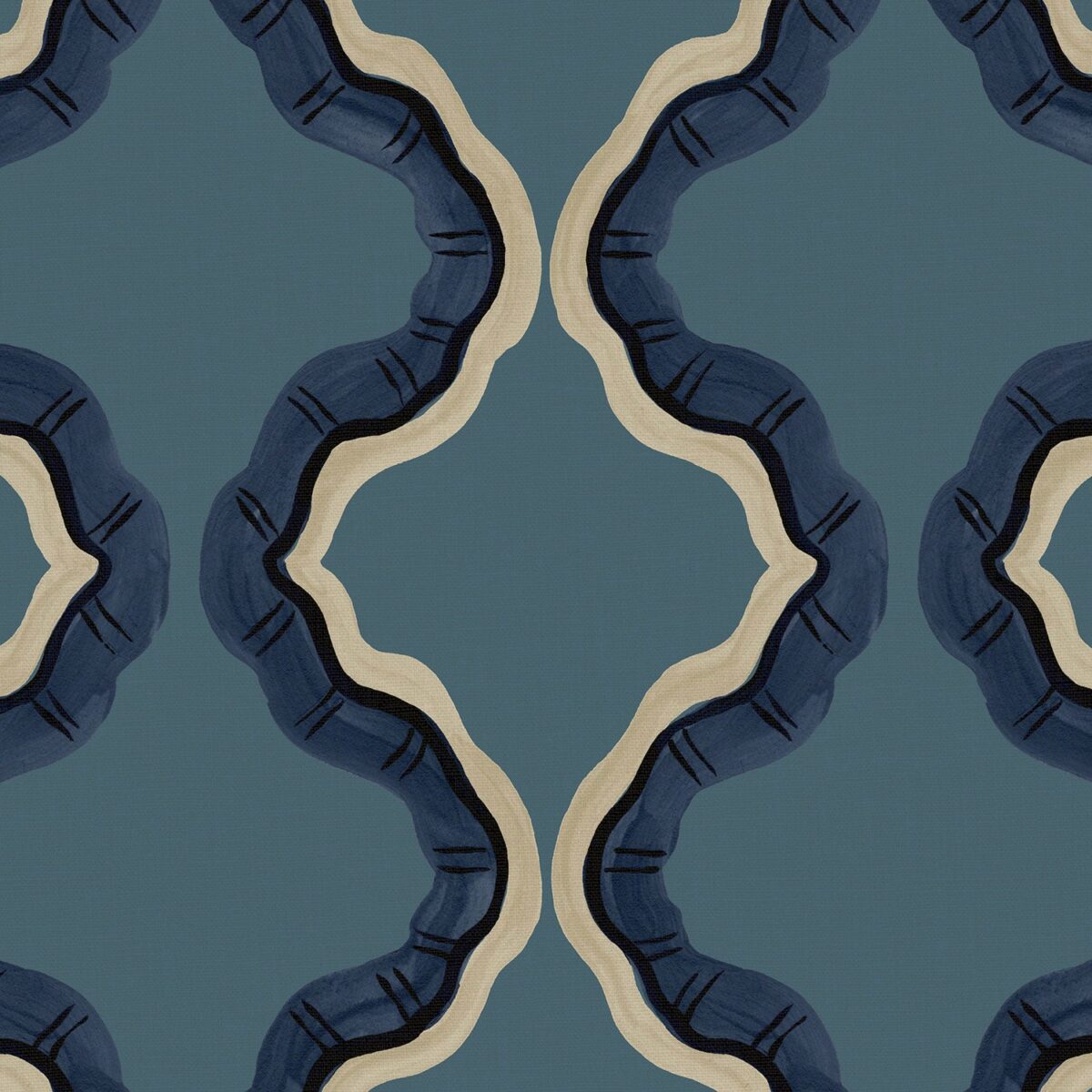 Ruffled Fabric - Portofino by blue contemporary printed fabric from Linwood Fabrics