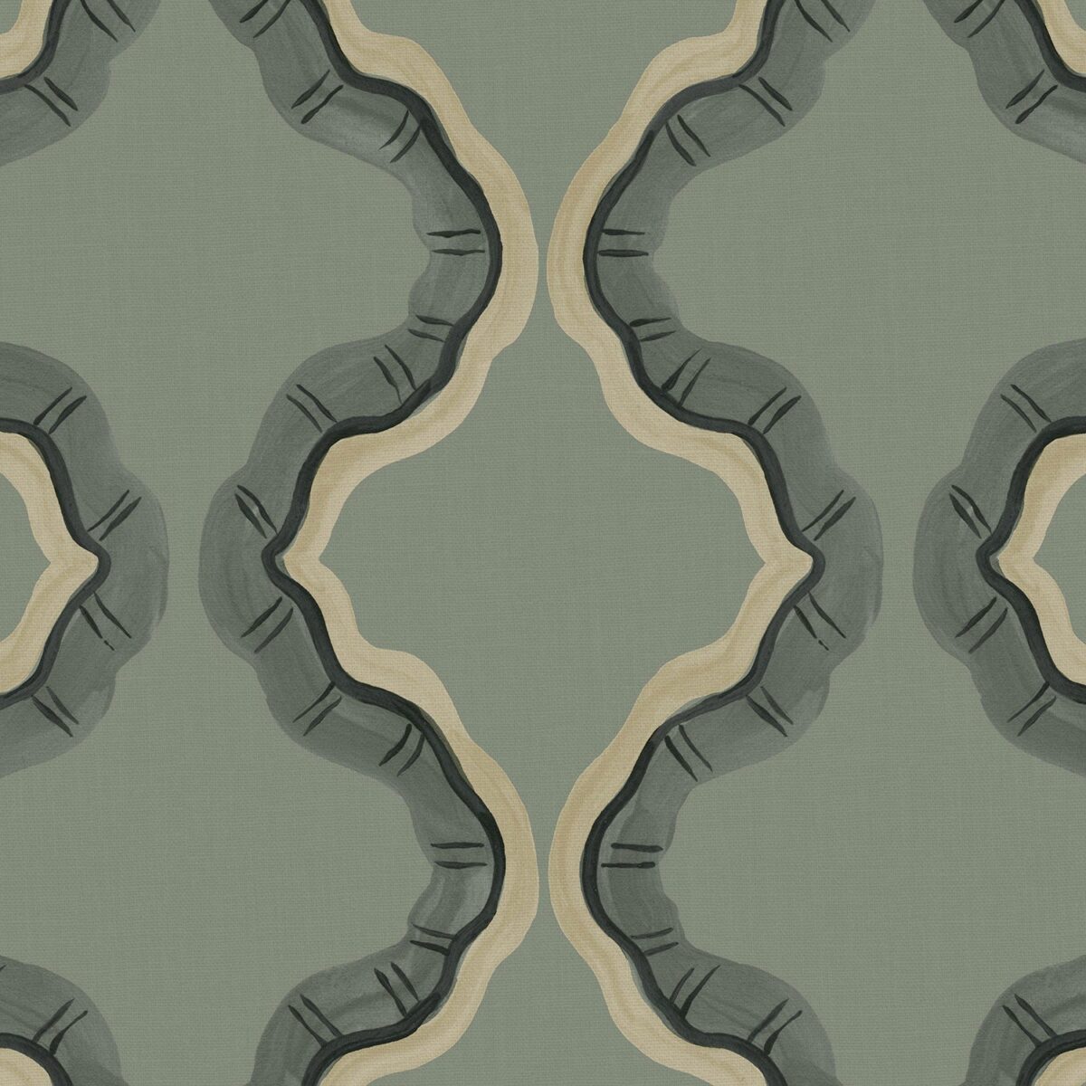 Ruffled Fabric - Chateau by green contemporary printed fabric from Linwood Fabrics