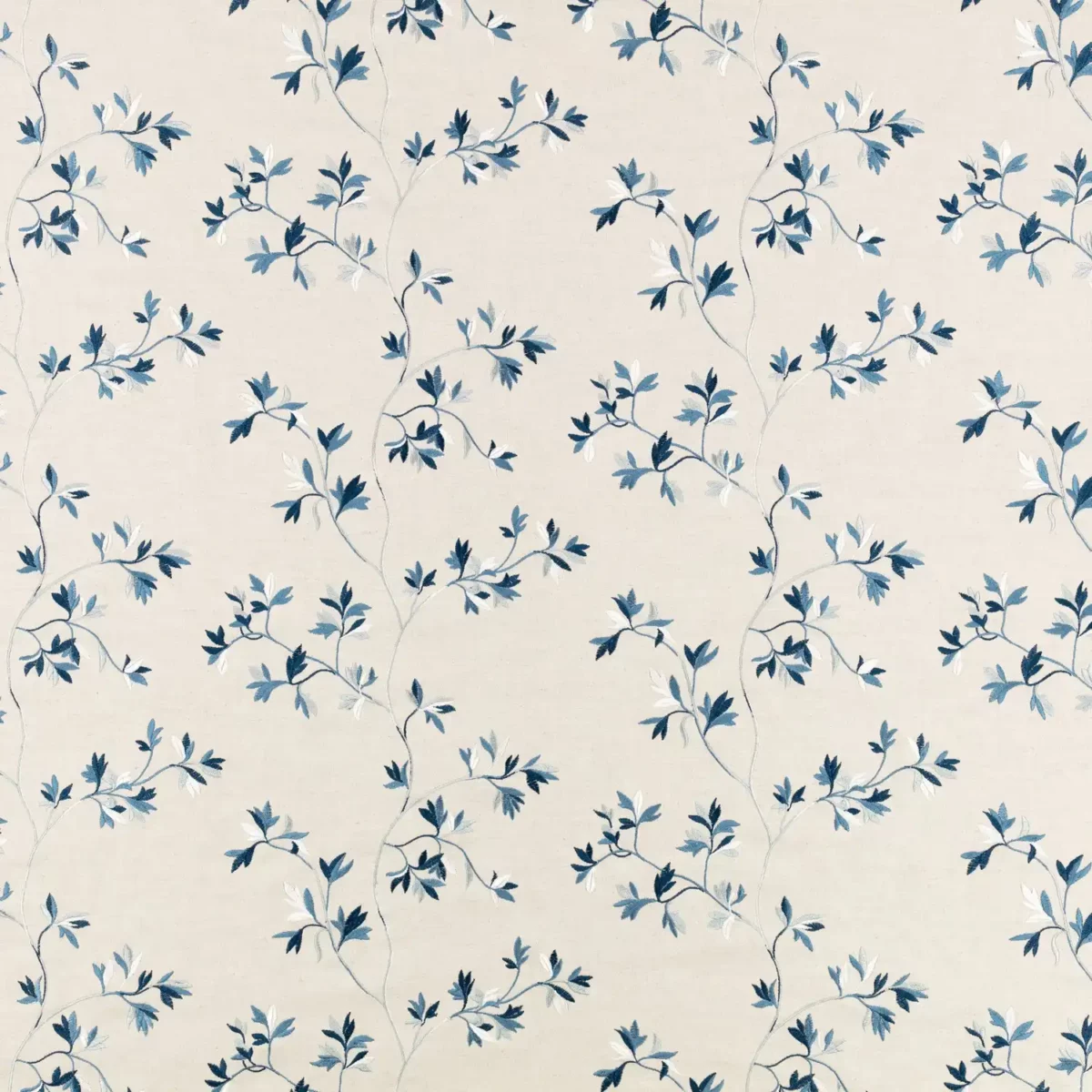 blue botanical embroideried fabric from Villa Nova