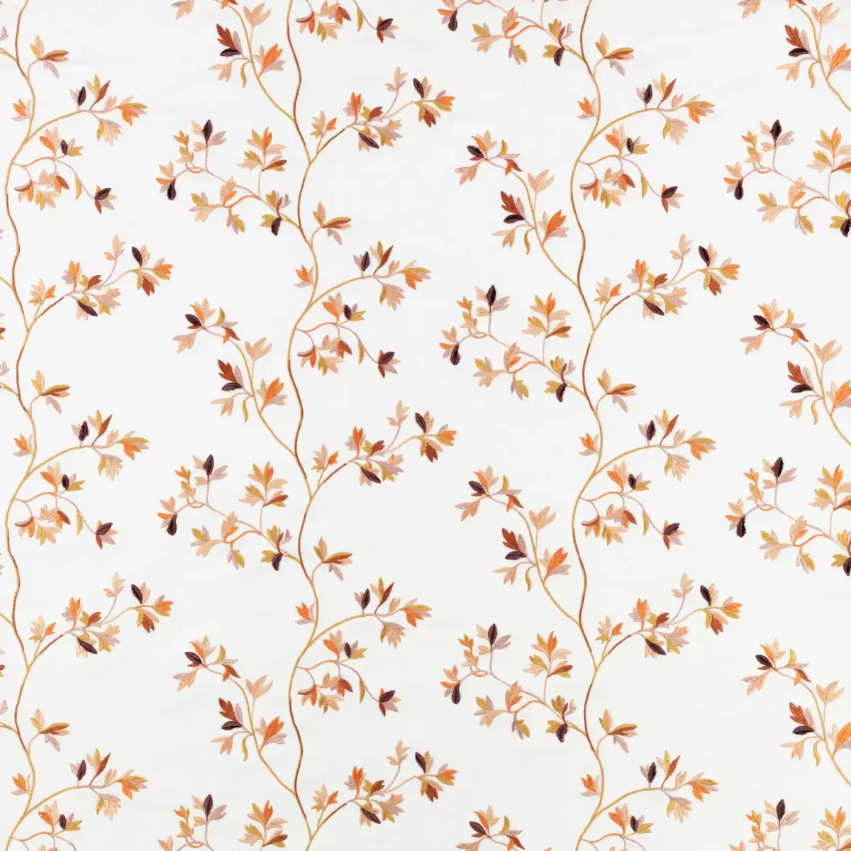 Aurea Fabric - Saffron by orange botanical embroideried fabric from Villa Nova