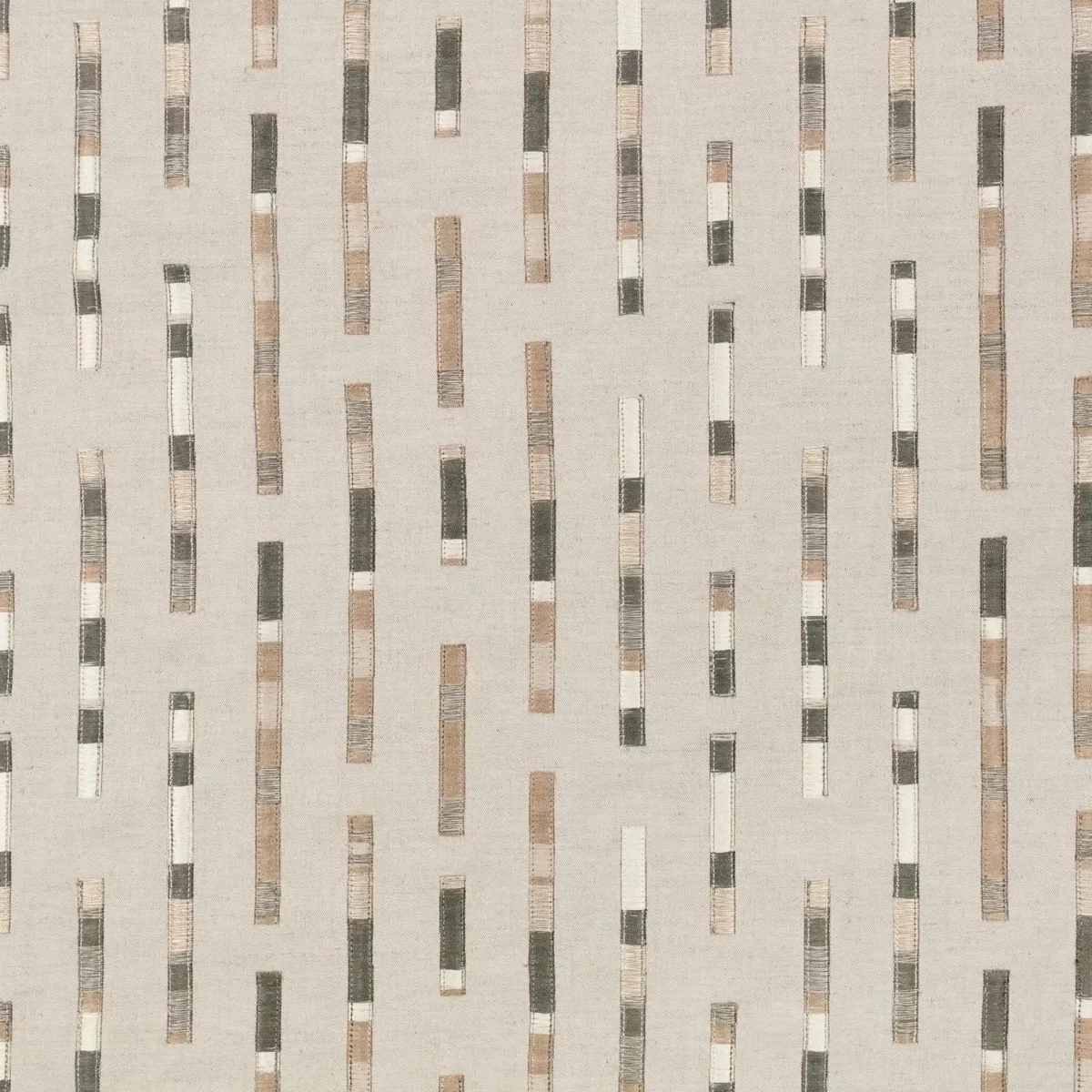 Elwood Fabric - Birch by brown striped embroideried fabric from Villa Nova