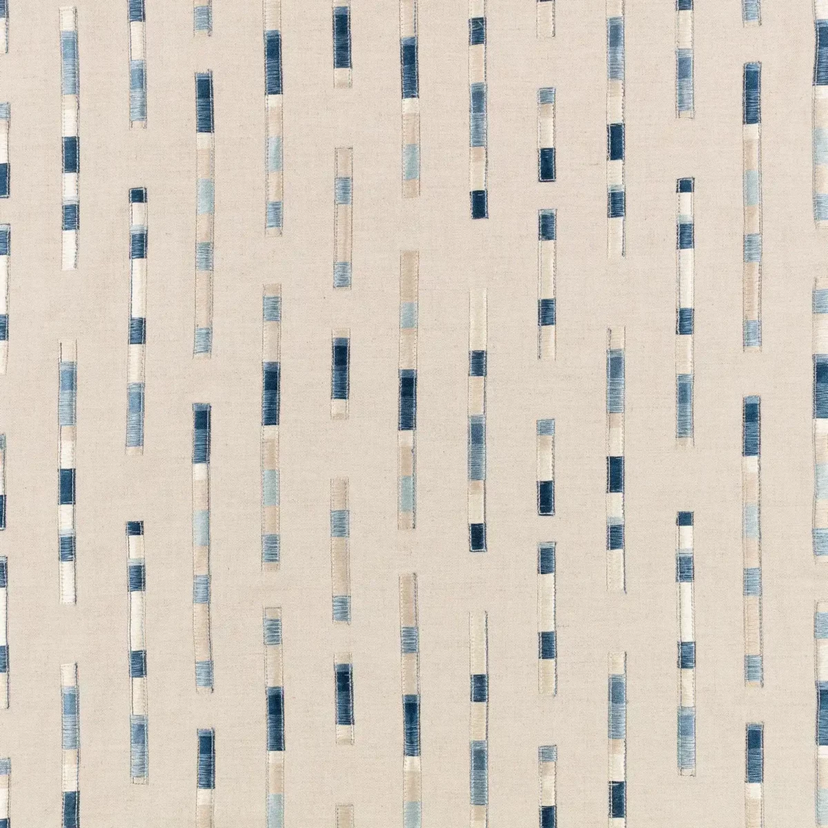 Elwood Fabric - Cornflower by blue striped embroideried fabric from Villa Nova