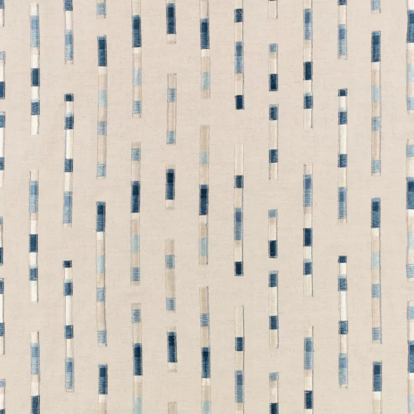 Elwood Fabric - Cornflower by blue striped embroideried fabric from Villa Nova