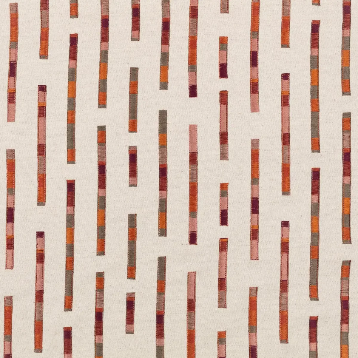Elwood Fabric - Saffron by orange striped embroideried fabric from Villa Nova