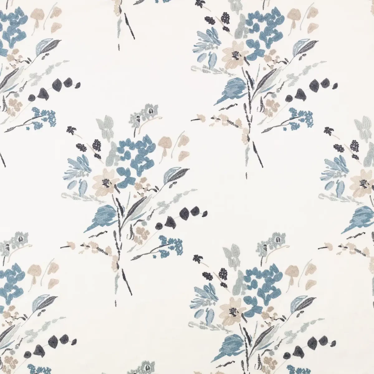 Abloom Fabric - Cornflower by blue botanical embroideried fabric from Villa Nova