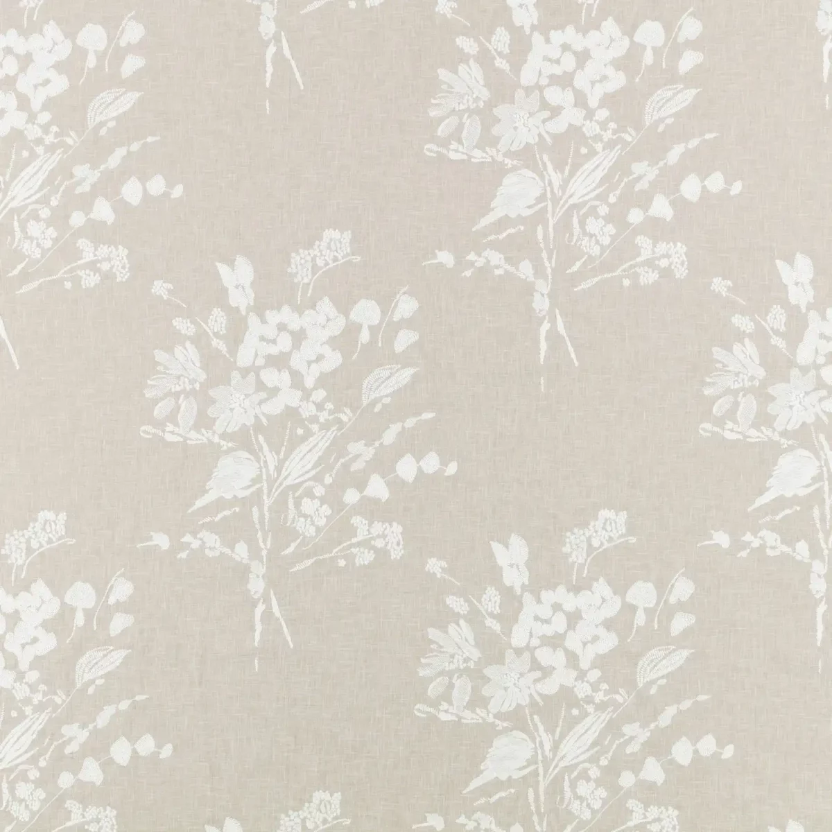 Abloom Fabric - Birch by neutral botanical embroideried fabric from Villa Nova