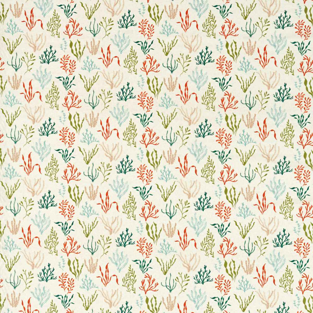 Portside Fabric - Coral / Mineral by orange botanical cotton fabric from Studio G