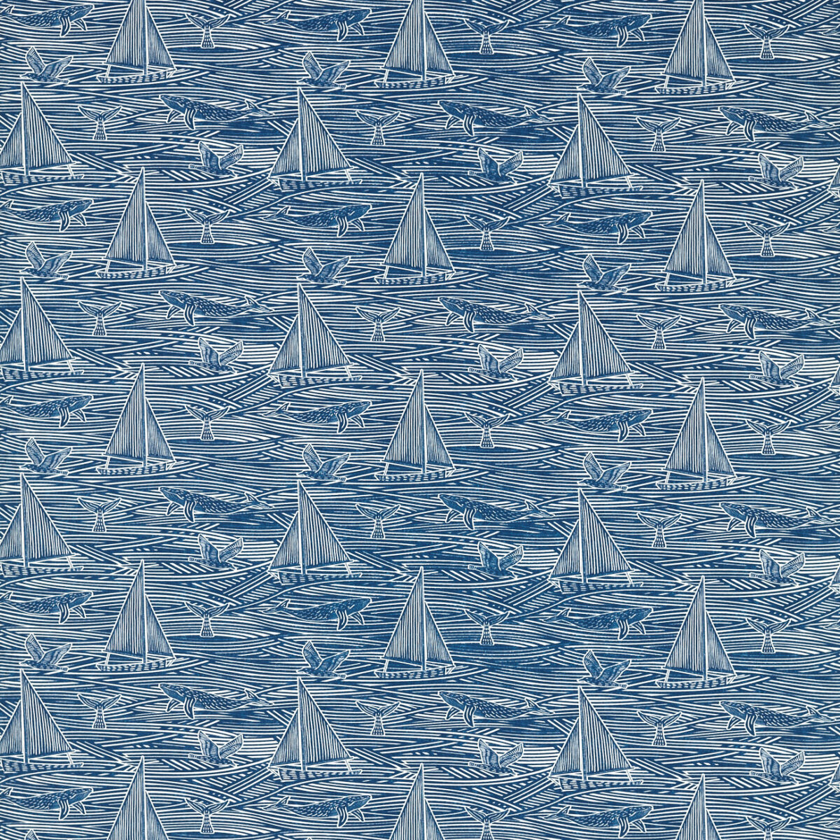 Fin Fabric - Navy by blue misc cotton fabric from Studio G