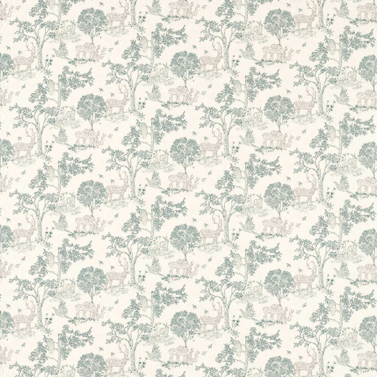 Rivington Fabric - Teal by green animal cotton fabric from Studio G