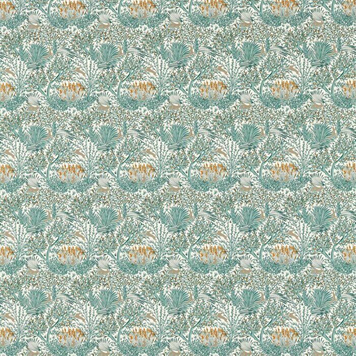 Wilderwood Fabric - Teal / Spice swatch