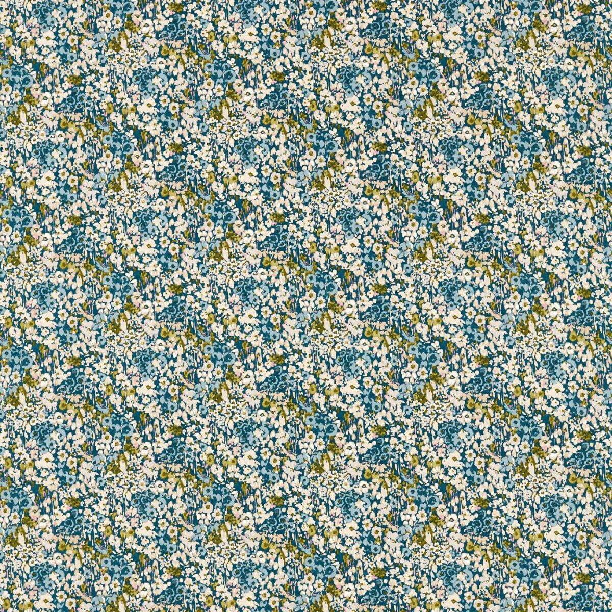 Ennerdale Fabric - Denim / Blush by blue botanical cotton fabric from Studio G