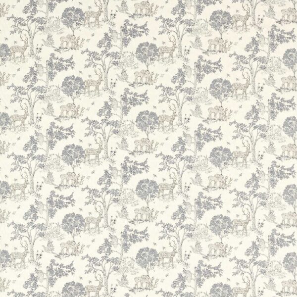 Rivington Fabric - Ink by black-grey animal cotton fabric from Studio G