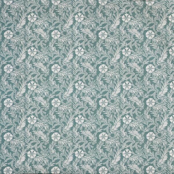 Cadogan Fabric - Teal by green botanical printed fabric from Prestigious Textiles