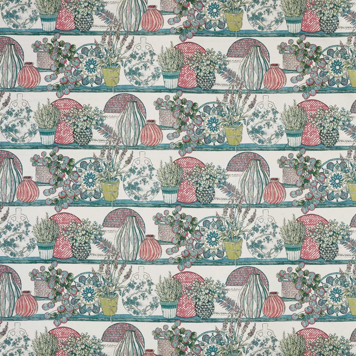 Clerkenwell Fabric - Petal by green botanical printed fabric from Prestigious Textiles