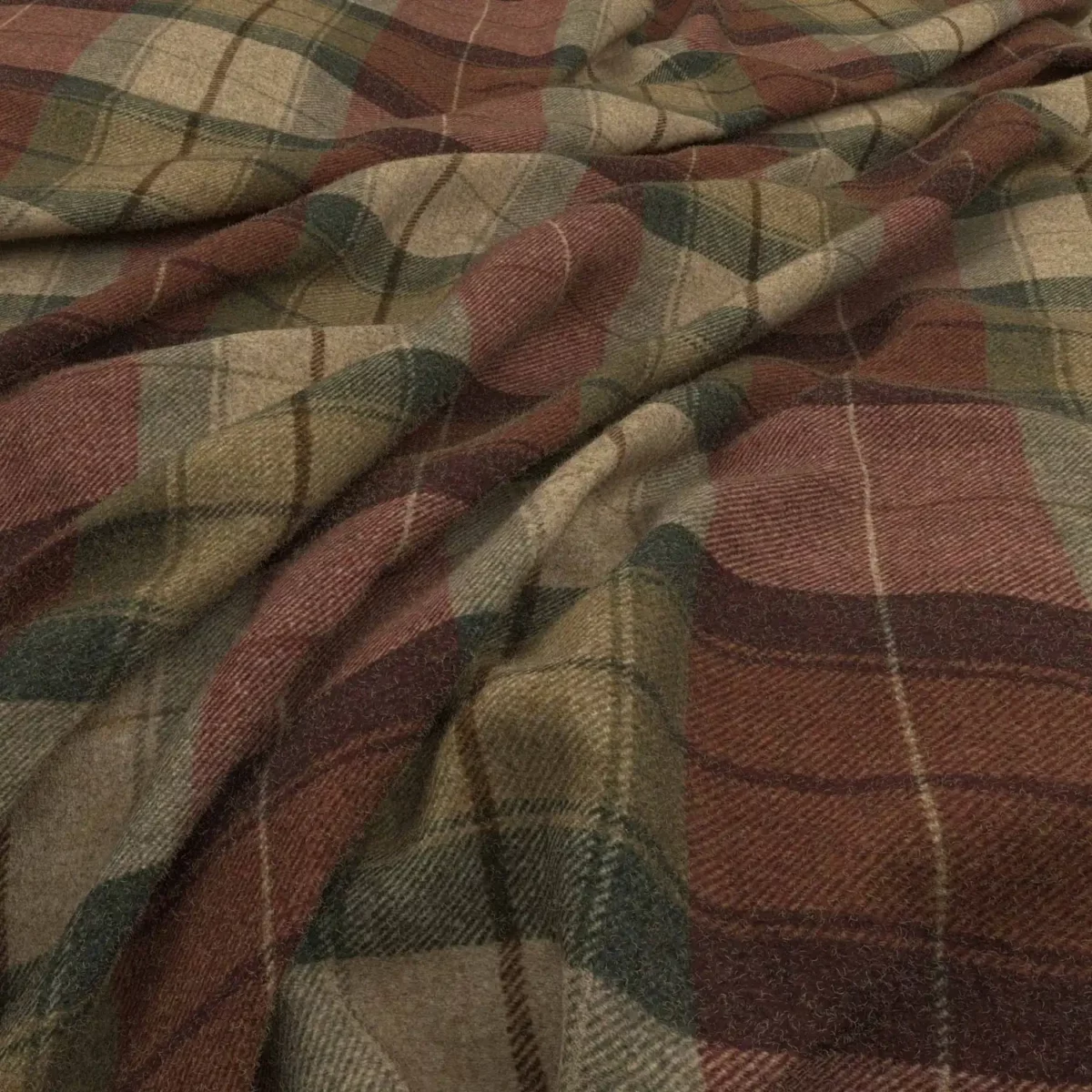 brown checked woolen fabric from Warwick