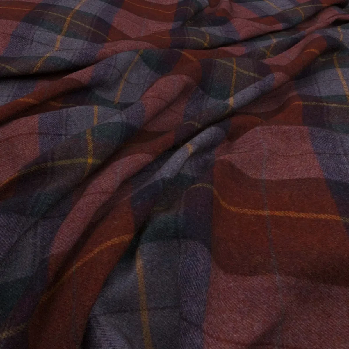 Eltham Fabric - Imperial by purple checked woolen fabric from Warwick