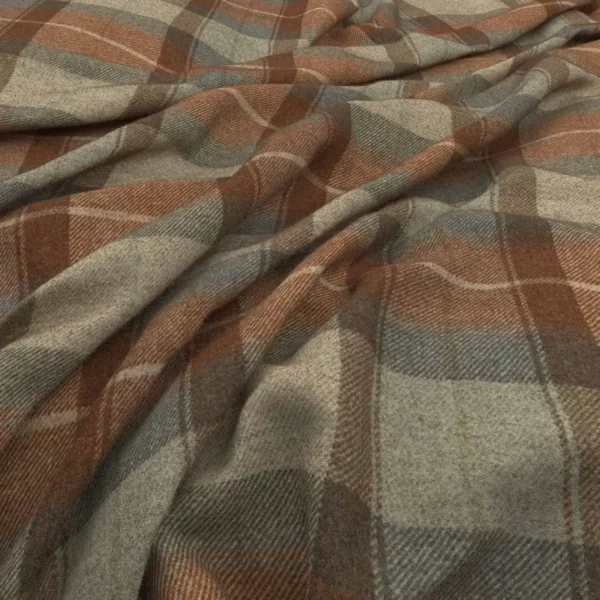 brown checked woolen fabric from Warwick