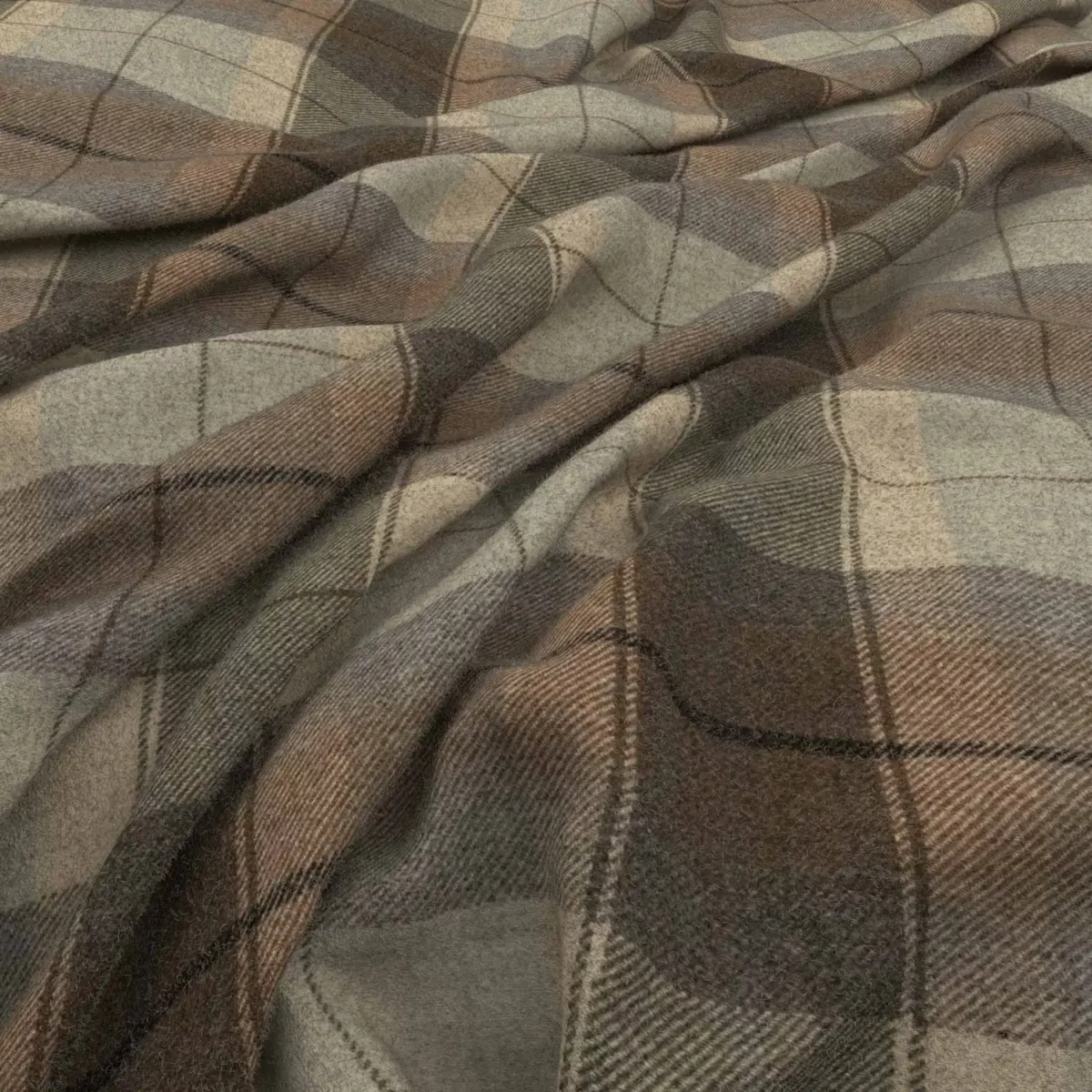 Eltham Fabric - Seaglass by brown checked woolen fabric from Warwick