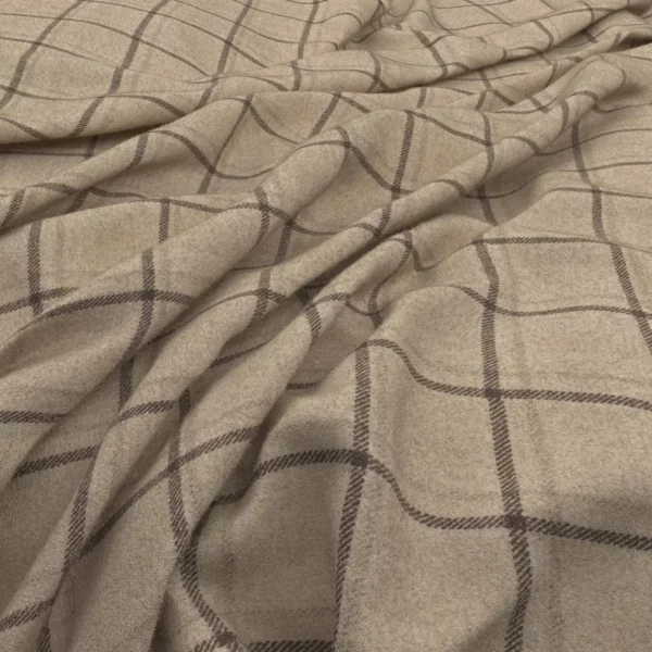 brown checked woolen fabric from Warwick