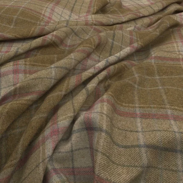 Bainbridge Fabric - Pastel by brown checked woolen fabric from Warwick