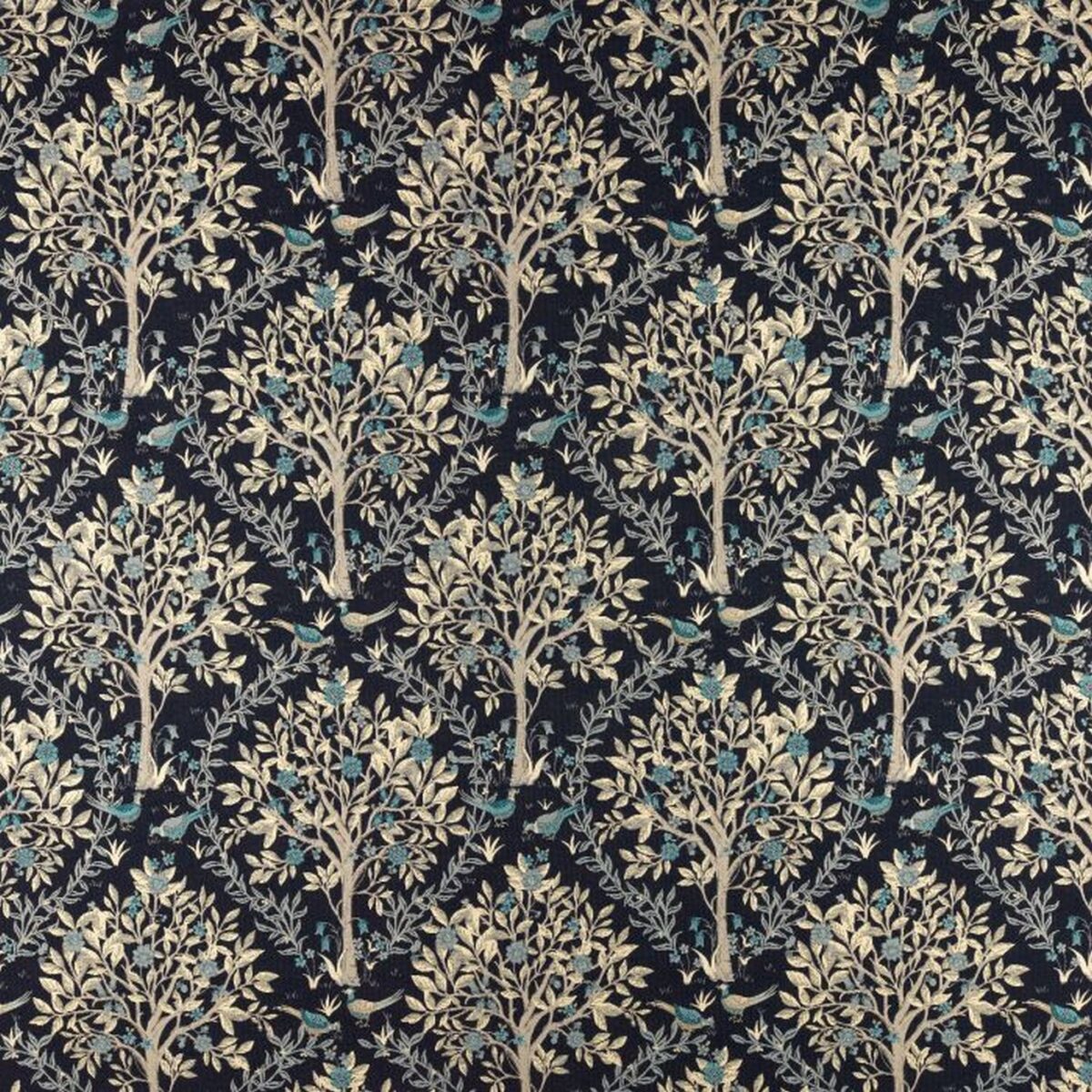 Bedgebury Fabric - Ink by blue botanical woven fabric from Ashley Wilde