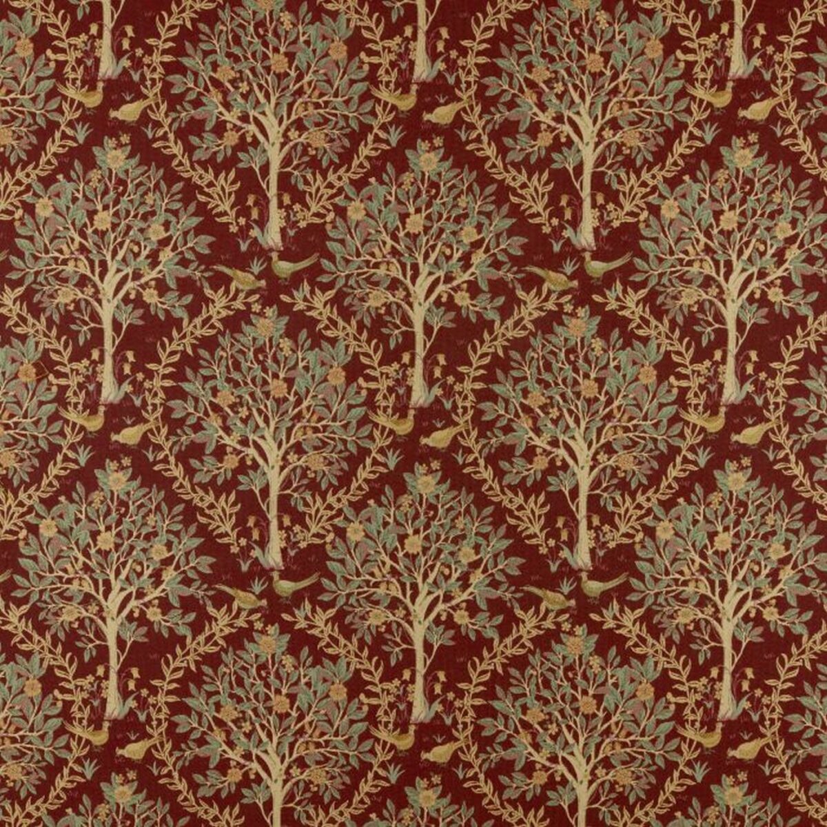 red botanical woven fabric from Ashley Wilde