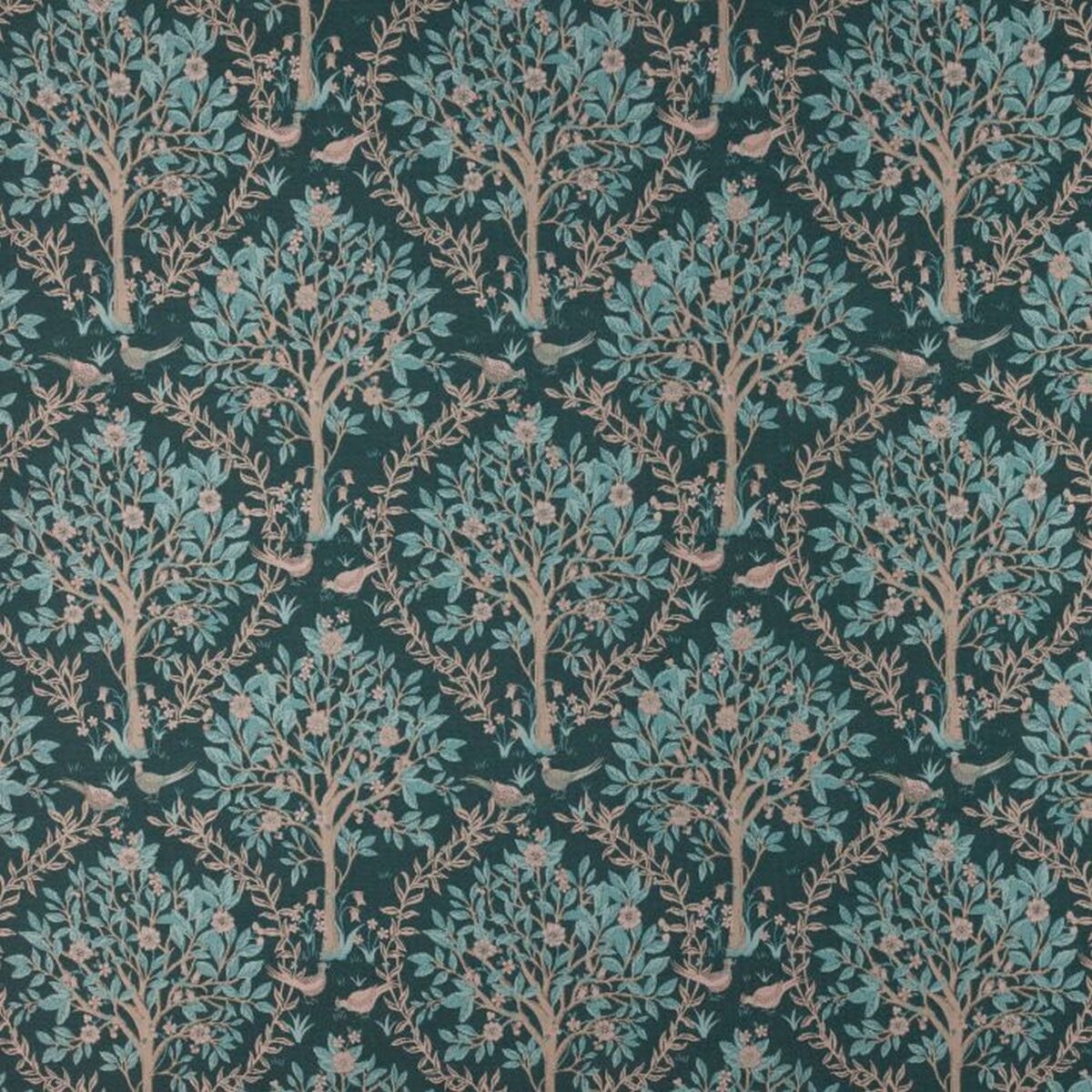 Bedgebury Fabric - Peacock by blue botanical woven fabric from Ashley Wilde