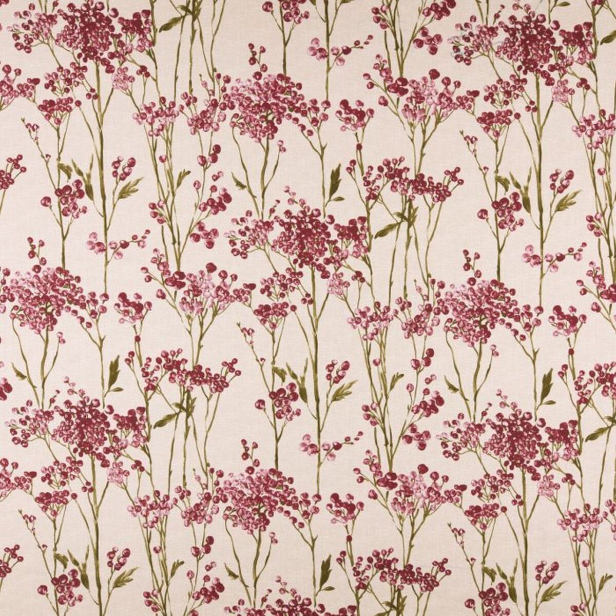 Hawthorn Fabric - Cranberry by pink botanical cotton fabric from Ashley Wilde